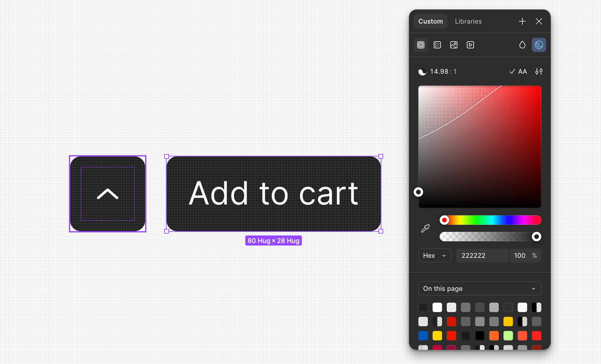 Three admin states of the cart drawer labeled Menu items, General settings, and General settings – custom color scheme, each showing the Shopify admin with the settings panel and a live storefront cart preview, demonstrating how the drawer adapts to configuration and custom colors.